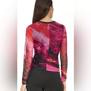 New shocking pink multi net blouse